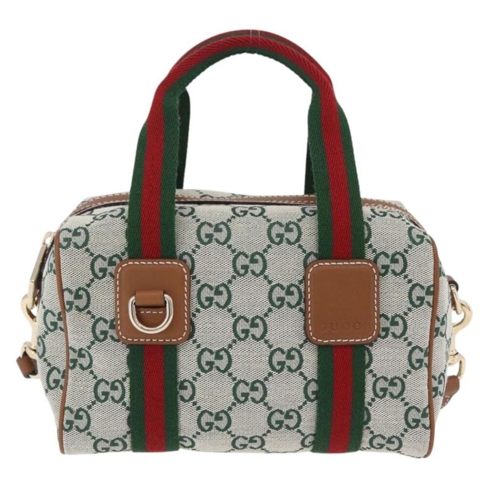 Gucci Web Boston Gg Canvas Green Canvas Handbag